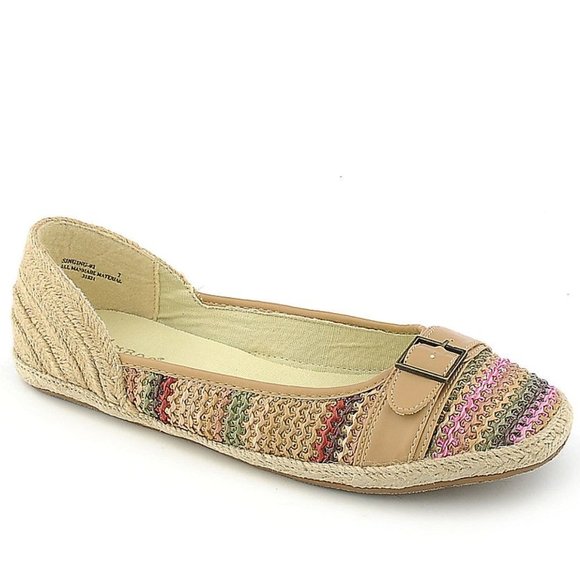 🆕Bamboo Womens Boho Woven Flats Slip On Shoes Leather Buckle Front - Picture 1 of 8